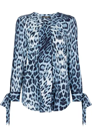 Roberto Cavalli Blue Leopard Shirt - Female Blouses & Tops 42