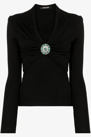 Roberto Cavalli Embellished Gathered Top - Female Blouses & Tops 38