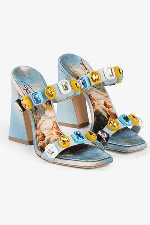 Roberto Cavalli Crystal-embellished Graphic-print Sandals - Female Shoes 36