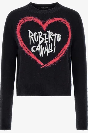 Roberto Cavalli Sweater With Heart Logo - Female Knitwear S