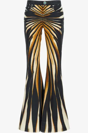Roberto Cavalli Flared Jeans With Ray Of Print - Female Denim 44