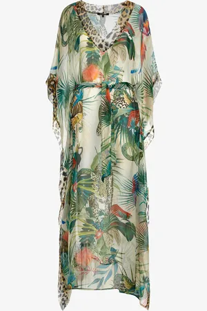 Roberto Cavalli Jungle Print Kaftan In Silk - Female Beachwear 38