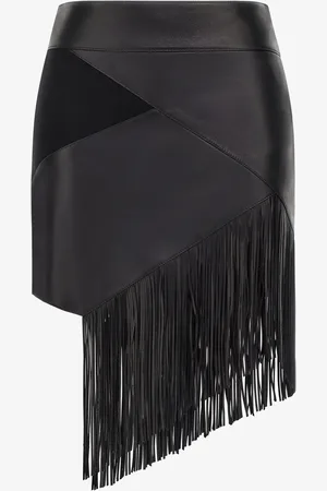 Roberto Cavalli Leather Skirt With Fringes - Female Skirts 42