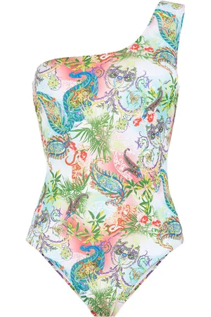 Roberto Cavalli Botanical-print One-shoulder Swimsuit - Female Beachwear Xs