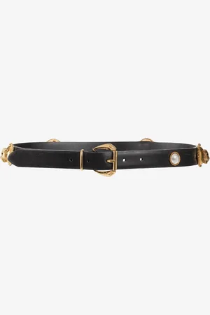Roberto Cavalli Panther Head Leather Belt - Female Accessories 85
