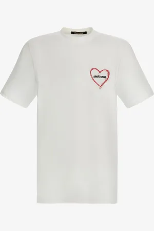 Roberto Cavalli T-shirt With Heart Logo Embroidery - Male T-shirts S
