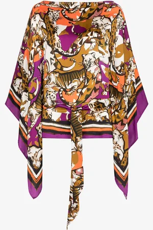 Roberto Cavalli Wild Cat-print Kaftan Top - Female Blouses & Tops 38