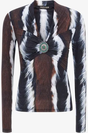 Roberto Cavalli Top With Decoration And Ruches - Female Tops 38