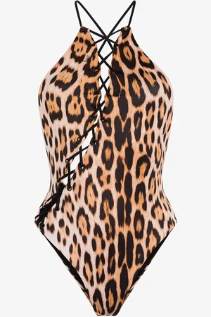 Roberto Cavalli Cheetah-print Lace-up Swimsuit - Female Beachwear 2