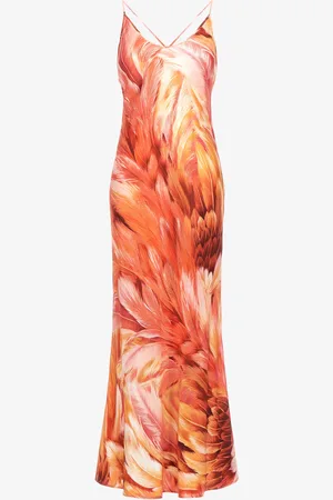 Roberto Cavalli Plumage Print Long Dress - Female Dresses 40