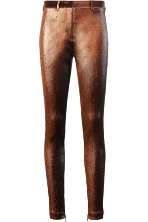 Roberto Cavalli Metallic Stretch Lurex Solid Trousers - Female Ready To Wear 38