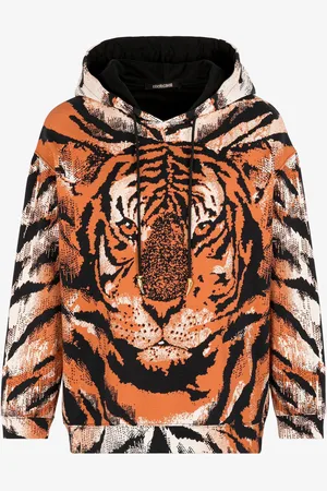 Roberto Cavalli Tiger-print Cotton Hoodie - Female Sweatshirts 38
