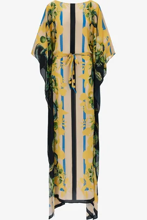 Roberto Cavalli Kaftano Lemon And Snake Print - Female Dresses 40