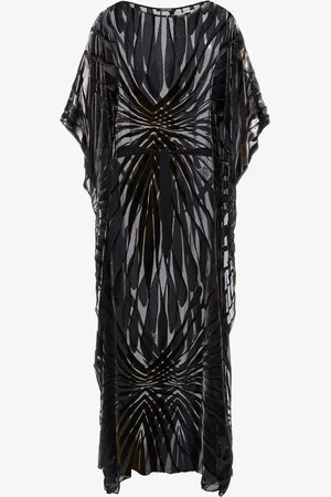 Roberto Cavalli Velvet Kaftan With Ray Of Gold Print - Female Dresses 42