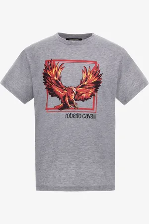 Roberto Cavalli T-shirt With Eagle Logo And Print - Male T-shirts And Polos S