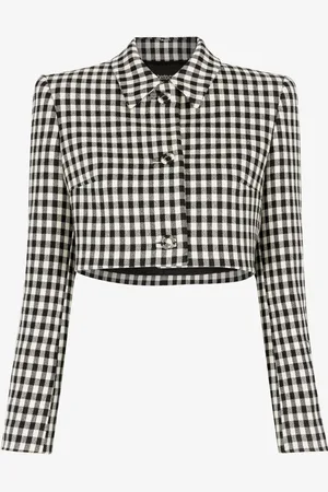 Roberto Cavalli Gingham Cropped Blazer - Female Blouses & Tops 40