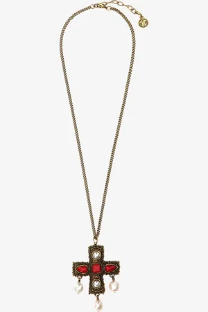 Roberto Cavalli Beaded Necklace With Cross - Female Fashion Jewelry Unica