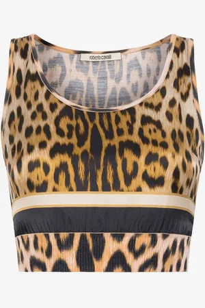 Roberto Cavalli Leopard-print Cropped Top - Female Blouses & Tops 40