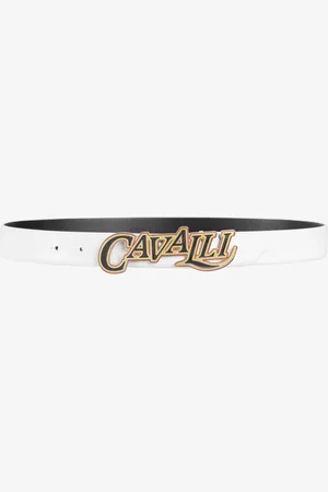 Roberto Cavalli Logo-buckle Leather Belt - Male Belts 90