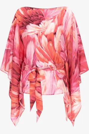 Roberto Cavalli Plumage Print Short Kaftan - Female Blouses & Tops 38