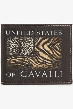 Roberto Cavalli Animal-print Logo Bi-fold Wallet - Male Wallets & Small Leather Goods Unica