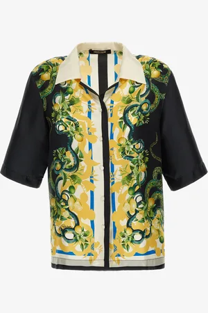 Roberto Cavalli Short-sleeve Lemon Snake Shirt - Female Blouses & Tops 38
