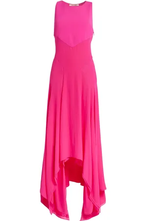 Roberto Cavalli Long Geranium Silk Georgette Dress - Female Ready To Wear 38