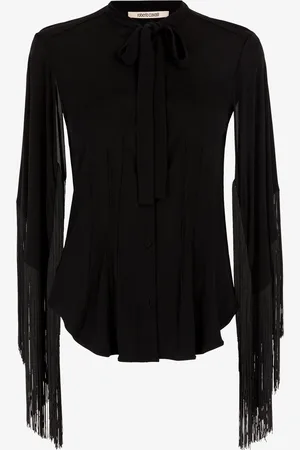 Roberto Cavalli Fringe Cuffs Tie-collar Shirt - Female Blouses & Tops 40