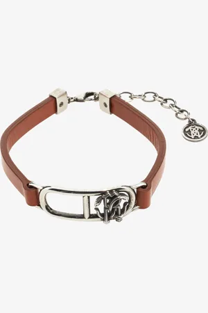 Roberto Cavalli Leather Bracelet With Monogram Rc - Male Fashion Jewelry Unica