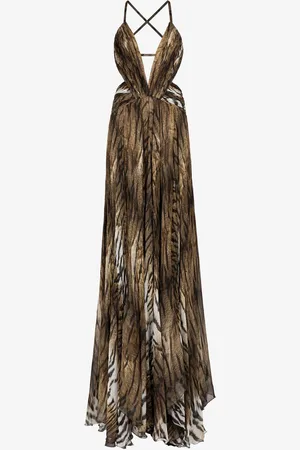 Roberto Cavalli Tiger-print Silk Maxi Dress - Female Dresses 40