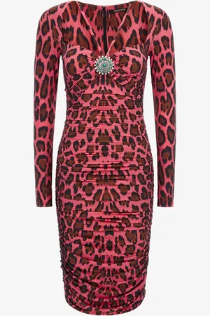 Roberto Cavalli Midi Dress With Leopard Print - Female Dresses 44
