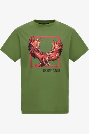 Roberto Cavalli T-shirt With Eagle Logo And Print - Male T-shirts And Polos M