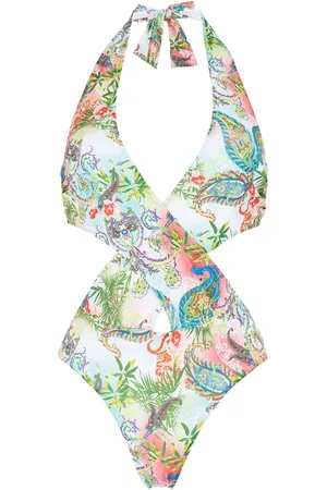 Roberto Cavalli Botanical-print Cut-out Swimsuit - Female Beachwear Xs