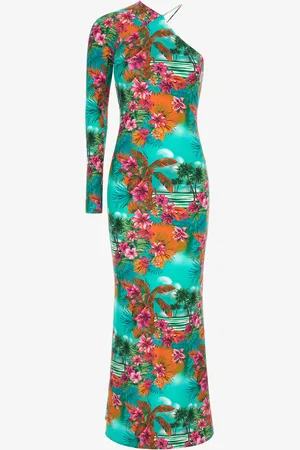 Roberto Cavalli One-shoulder Long Dress With Jungle Print - Female Dresses 42