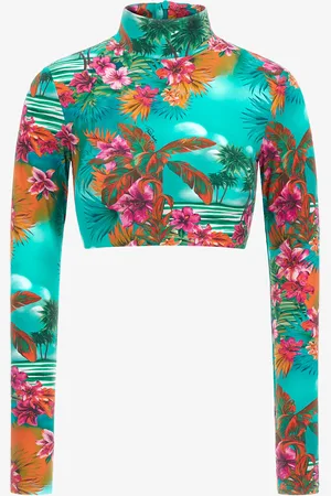Roberto Cavalli Crop Top Hawaii Print - Female Blouses & Tops 38
