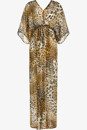 Roberto Cavalli Long Kaftan With Jaguar Skin Print - Female Beachwear 38