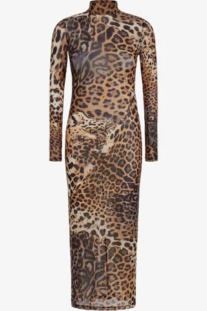 Roberto Cavalli Long Tulle Dress With Jaguar Print - Female Evening Dresses 38