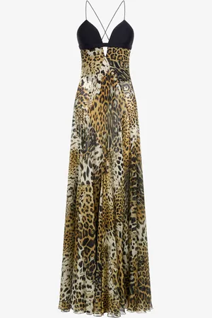 Roberto Cavalli Long Dress Jaguar Skin Print - Female Slip Dresses 38