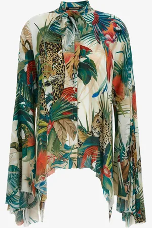 Roberto Cavalli Jungle Print Shirt Flared Sleeves - Female Blouses & Tops 42