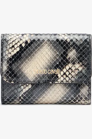 Roberto Cavalli Small Wallet In Printed Leather With Logo - Female Small Leather Goods Unica