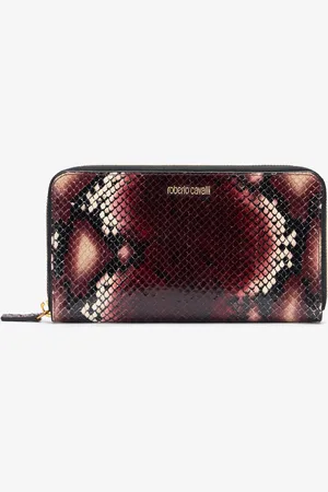 Roberto Cavalli Zip-around Wallet In Printed Leather - Female Small Leather Goods Unica