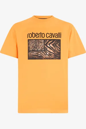 Roberto Cavalli Animal Print T-shirt With Logo - Man T-shirts And Polos S