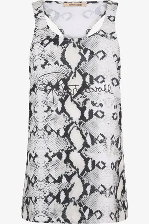 Roberto Cavalli Racerback Tank Top With Python-effect Print - Woman Blouses & Tops Xs