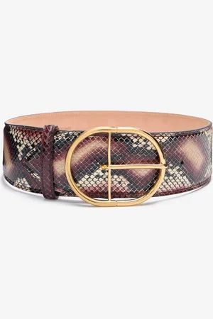 Roberto Cavalli Shaped Belt In Printed Leather - Female Accessories 80