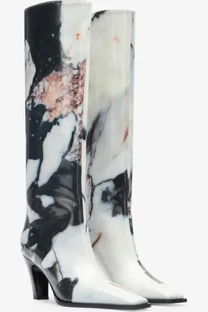 Roberto Cavalli Knee-high Boots With Marble Print - Female Boots & Booties 37