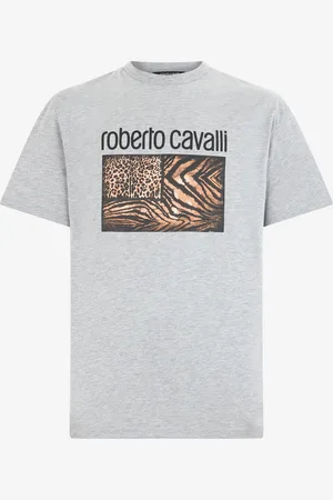 Roberto Cavalli Animal Print T-shirt With Logo - Man T-shirts And Polos S