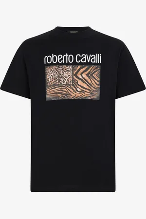 Roberto Cavalli Animal Print T-shirt With Logo - Man T-shirts And Polos M
