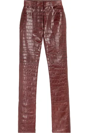 Roberto Cavalli Croc-embossed Leather Trousers - Female Ready To Wear 40