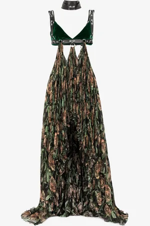 Roberto Cavalli Patterned Pleated Maxi Dress - Female Dresses 38