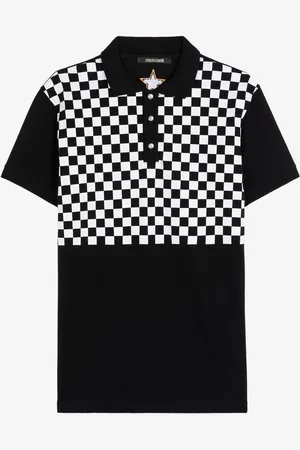 Roberto Cavalli Checked Cotton Polo Shirt - Male Polos L